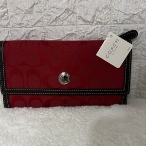 Coach Crimson Wallet with Black Accents